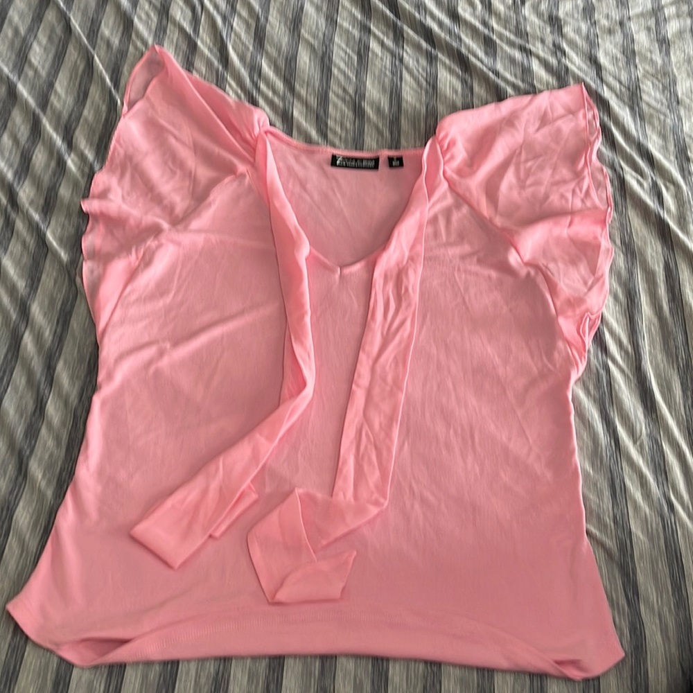 Pink blouse with see through sleeves